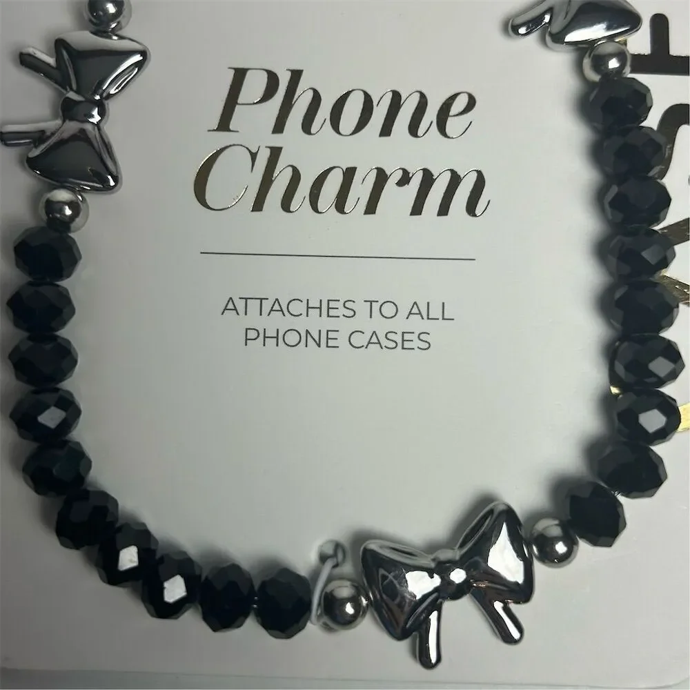 Case-Mate Black Beaded Phone Charm‎ with Metal Accents Universal Fit